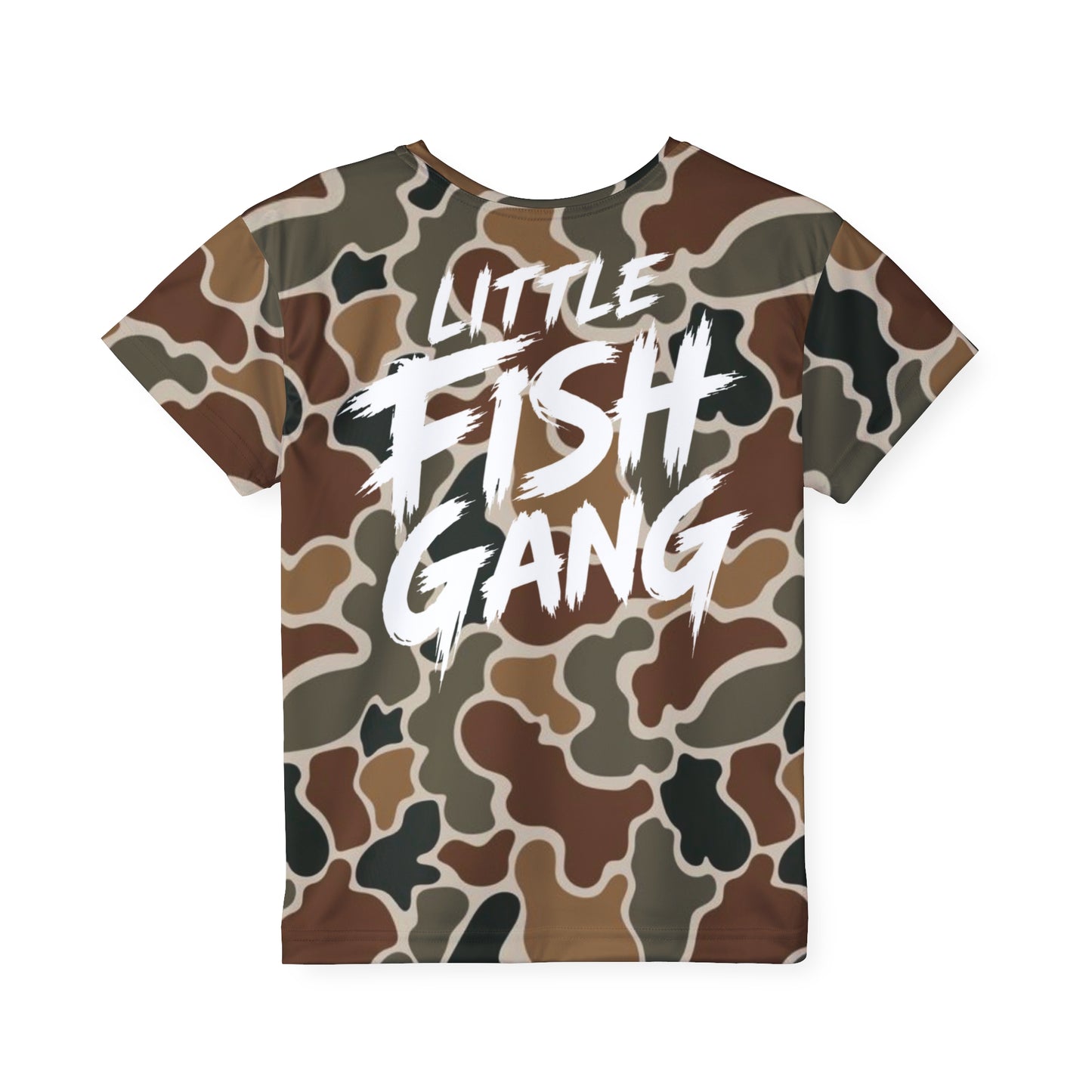 Kids Long Sleeve 100% Polyester Shirt | Little Fish Gang | Duck Camo