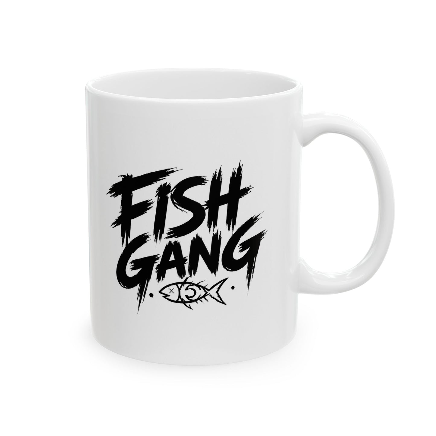 Ceramic Mug - 'Fight Gang' Bold Brush Script Coffee Cup (11oz, 15oz)