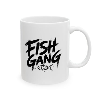 Ceramic Mug - 'Fight Gang' Bold Brush Script Coffee Cup (11oz, 15oz)
