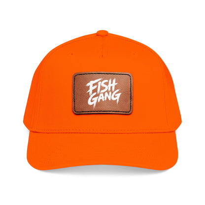 Mid Profile Baseball Cap with Leather Patch (Fish Gang)