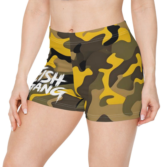 Yellow Camo | Fish Gang | Women's Shorts | Swim/Activewear