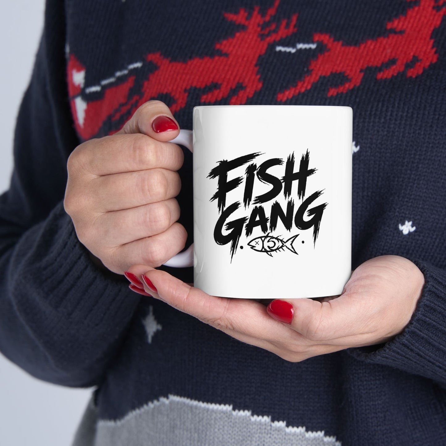 Ceramic Mug - 'Fight Gang' Bold Brush Script Coffee Cup (11oz, 15oz)