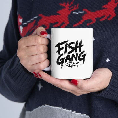 Ceramic Mug - 'Fight Gang' Bold Brush Script Coffee Cup (11oz, 15oz)