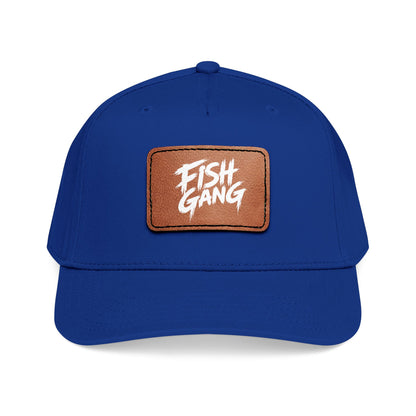 Mid Profile Baseball Cap with Leather Patch (Fish Gang)