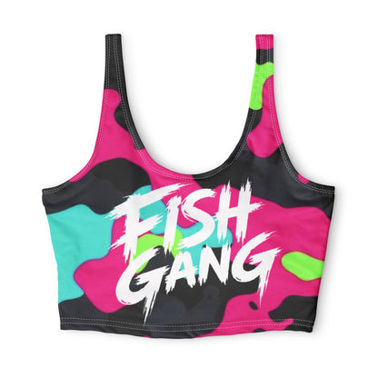 Fish Gang Neon Camo Sports Bra | 100% Polyester