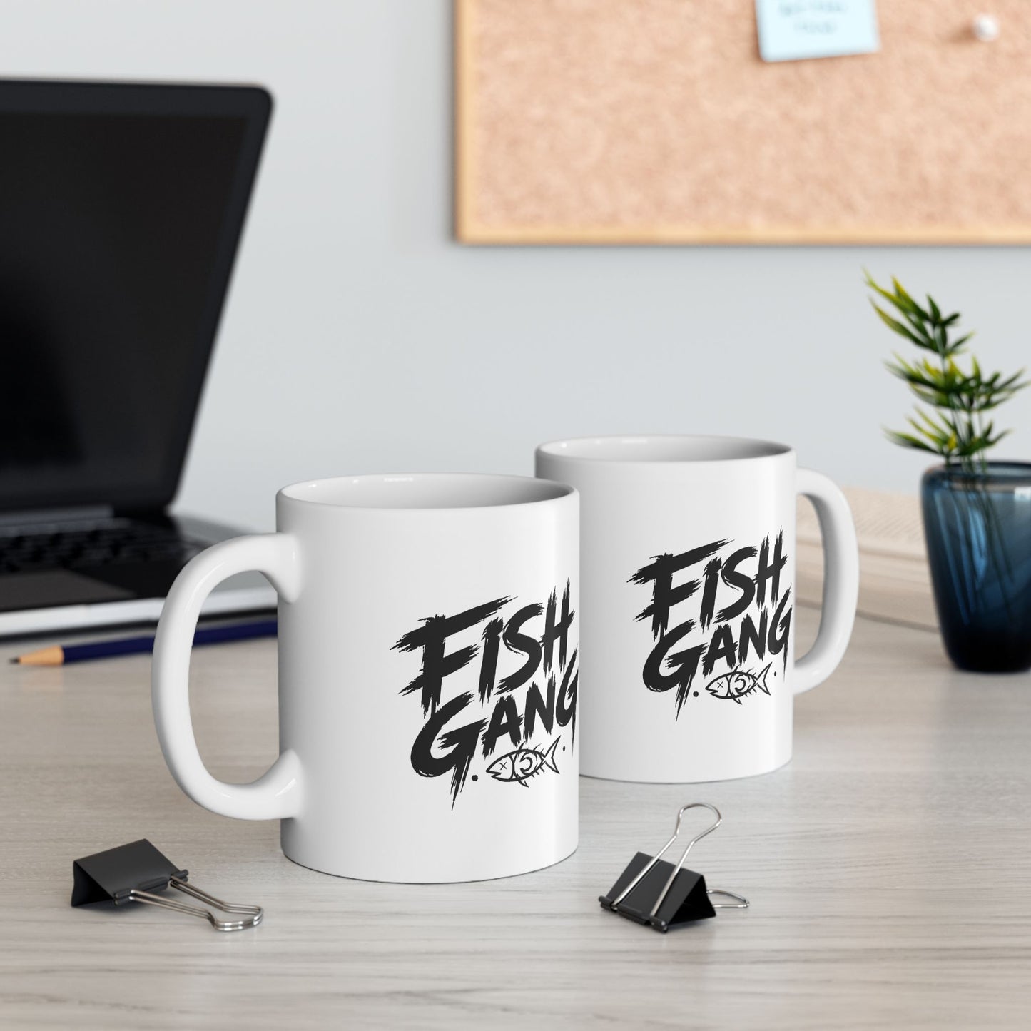 Ceramic Mug - 'Fight Gang' Bold Brush Script Coffee Cup (11oz, 15oz)