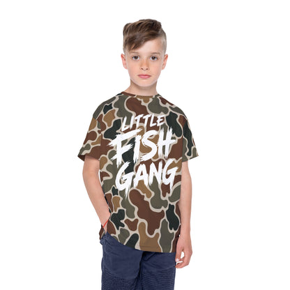 Kids Long Sleeve 100% Polyester Shirt | Little Fish Gang | Duck Camo