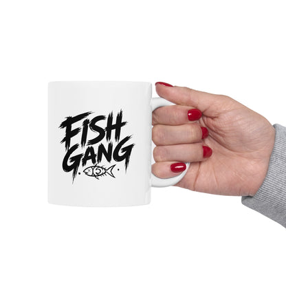 Ceramic Mug - 'Fight Gang' Bold Brush Script Coffee Cup (11oz, 15oz)