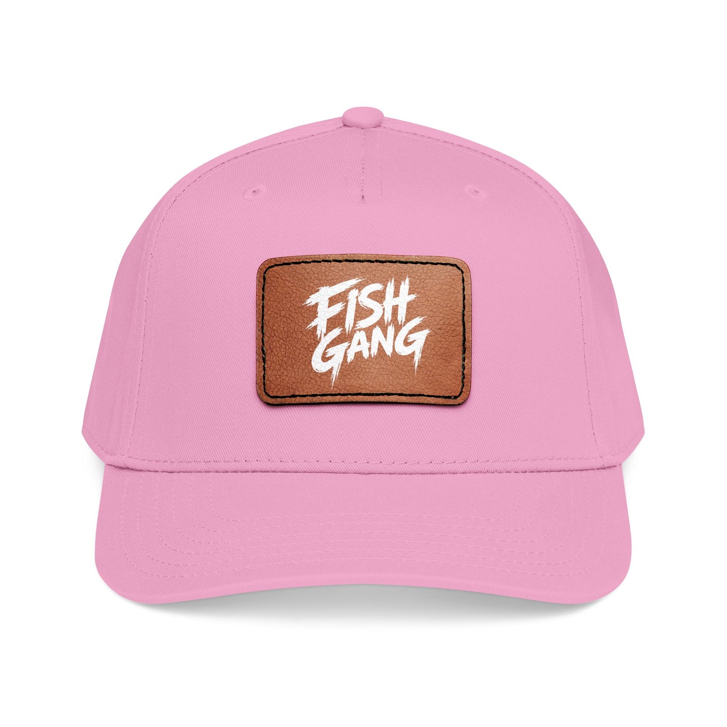 Mid Profile Baseball Cap with Leather Patch (Fish Gang)
