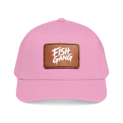 Mid Profile Baseball Cap with Leather Patch (Fish Gang)