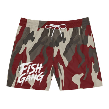 Men's Mid-Length Swim Shorts | Fish Gang | Red Camo