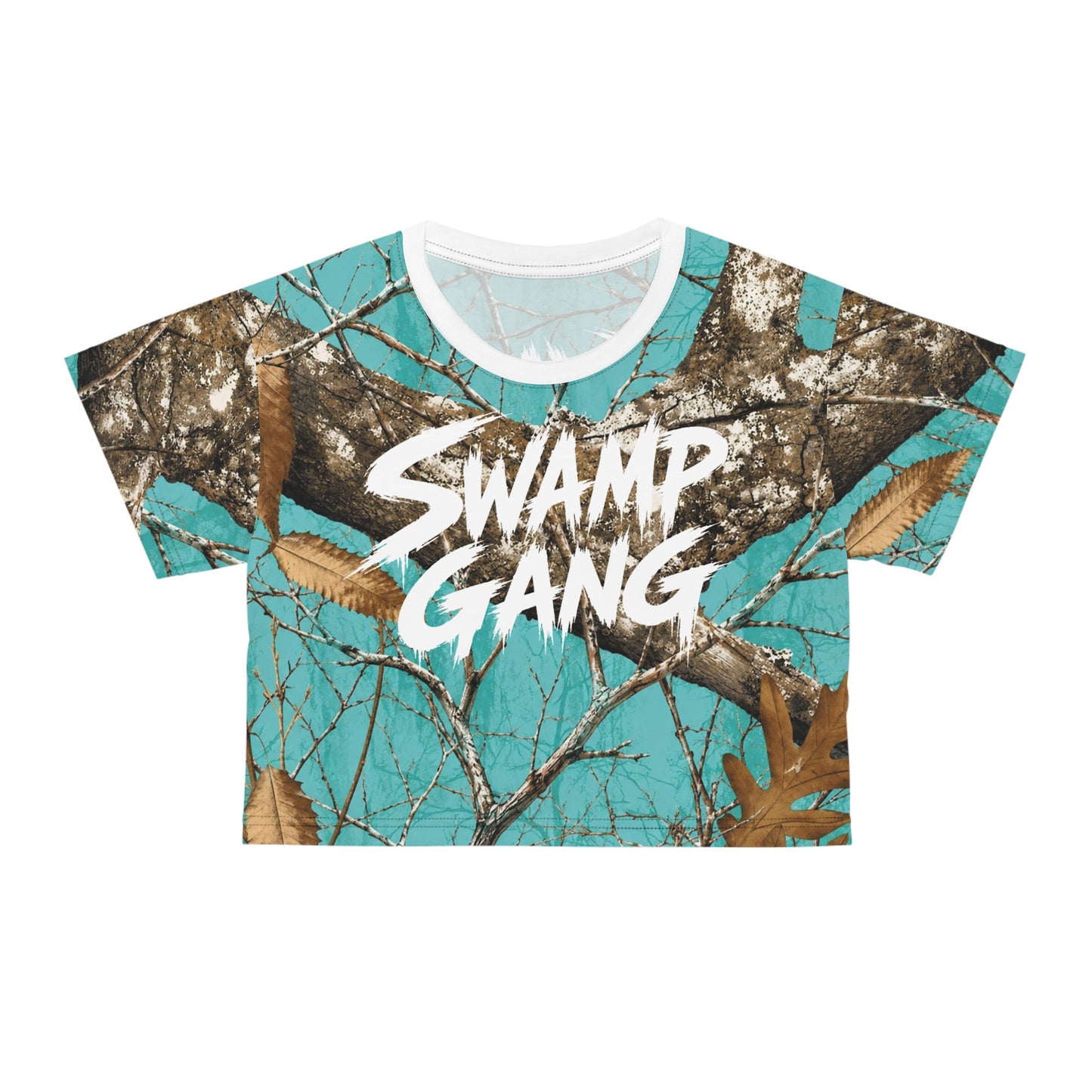 Women’s Crop Tee | Swamp Gang | Teal Mossy Oak Camo