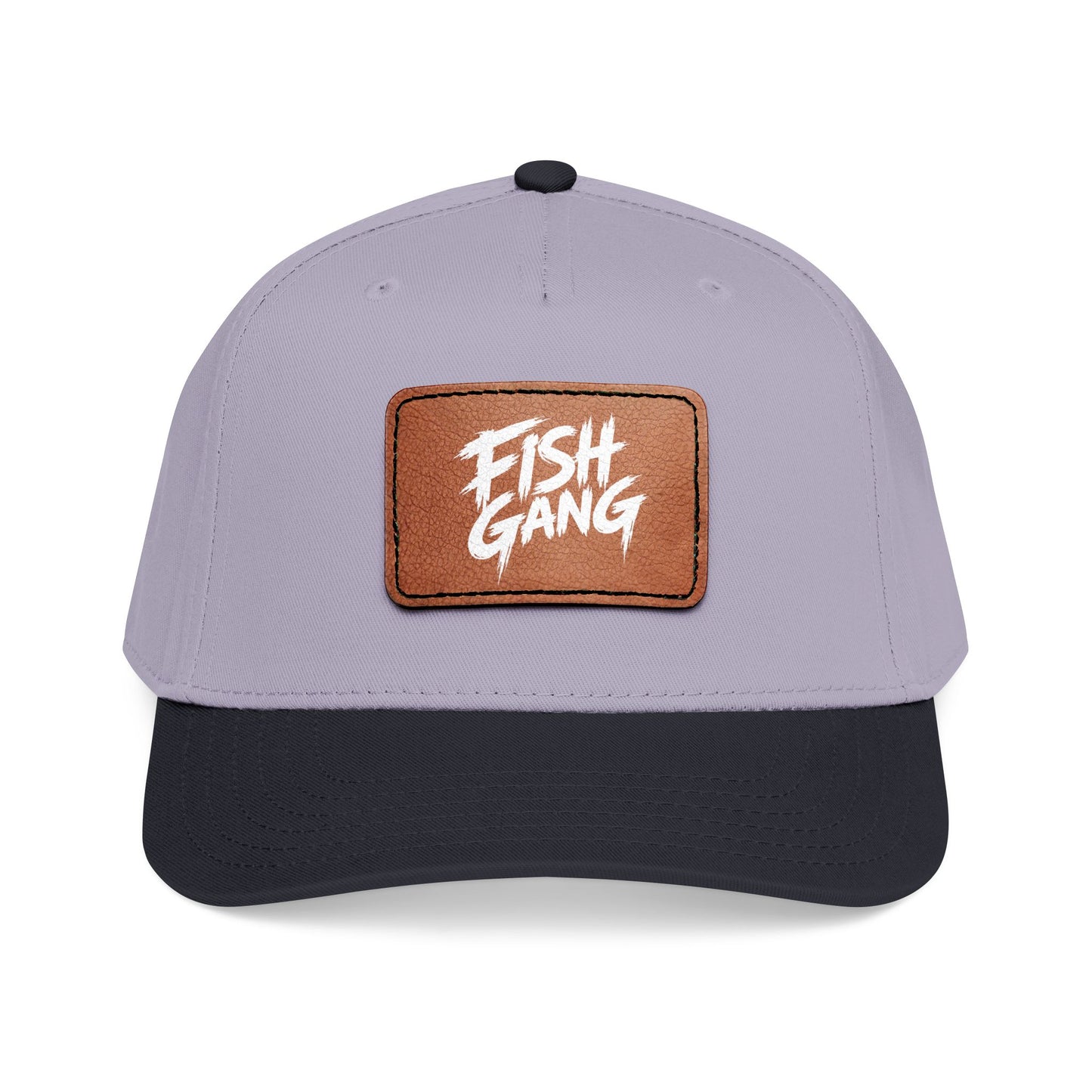 Mid Profile Baseball Cap with Leather Patch (Fish Gang)