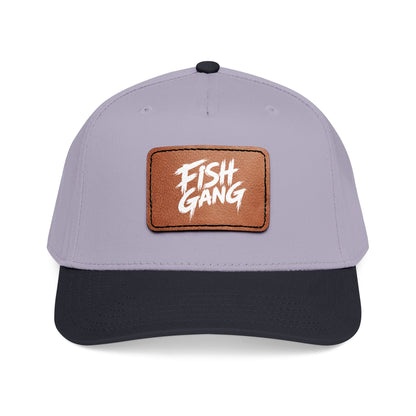 Mid Profile Baseball Cap with Leather Patch (Fish Gang)