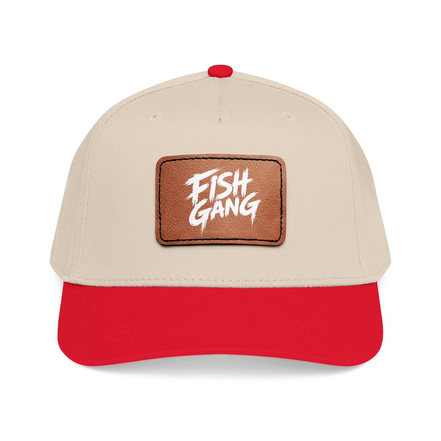 Mid Profile Baseball Cap with Leather Patch (Fish Gang)