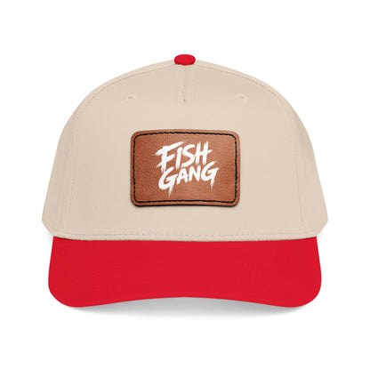 Mid Profile Baseball Cap with Leather Patch (Fish Gang)